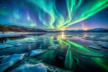 Northern Lights Over Frozen Lake in Abisko, Sweden - A Captivating Macro Photography Experience