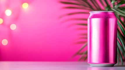 A retro soda can, bold vintage typography, pastel colors, on a diner counter, neon lights, 80s aesthetic, isolated on white background