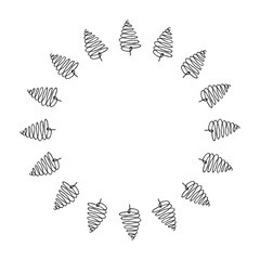 Christmas tree. Christmas tree painted in doodle style. frame template for postcard. gift card for the new year. template. vector. on a white background. Doodle.