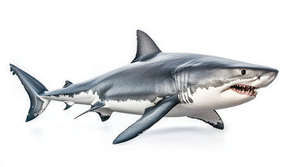 Obraz premium Great white Shark fish full body view from side isolated on white background