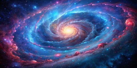 Cosmic Dance of Colors A Celestial Symphony of Swirling Nebulae and Glowing Stars