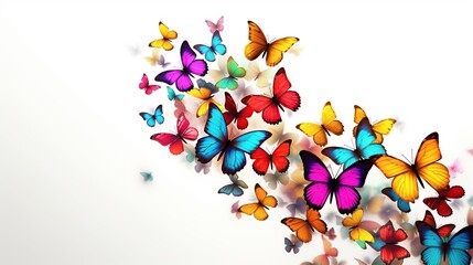 a flock of beautiful colorful butterflies flew by. The concept of beauty and loveliness.