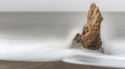 Serene Coastal Rock Under Gentle Waves