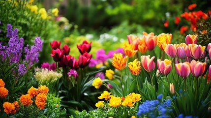 Vibrant Flower Garden in Full Bloom