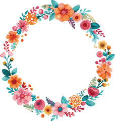 Watercolor Floral Wreath with Bright Hues