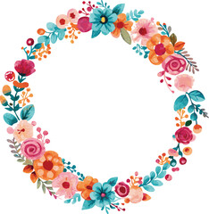 Colorful Floral Wreath, Watercolor Design, Wedding Decoration