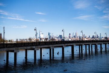 Obraz premium New York, United States. Panorama view of New York city skyline in Midtown Manhattan. USA, NYC, NY, Manhattan. American big city. Lower Manhattan skyline.