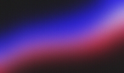 Blue pink illuminated wave on black, grainy color gradient background, noise texture effect, copy space