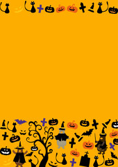 halloween bears 背景オレンジ フレーム　縦