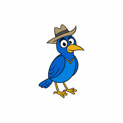 Western bluebird cartoon art vector illustration