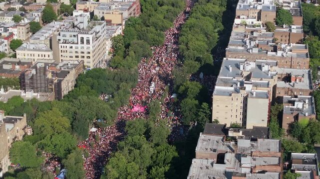 Aerial view of Brooklyn's Labor Day Parade