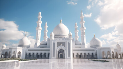 Obraz premium 3D rendering of a dome structure in a mosque design An architectural masterpiece: the Taj Mahal. 