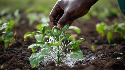 Hand Watering Plants