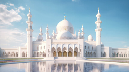 Sheikh Zayed Mosque in Middle East United Arab Emirates with ref
  Grand Mosque in Abu Dhabi, UAE  a white building with domes and a tower

