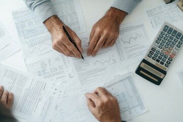 Business team analyzing financial data and charts