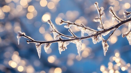 Ice-coated branches glistening in the early morning sun, showcasing the beauty and danger of a recent ice storm