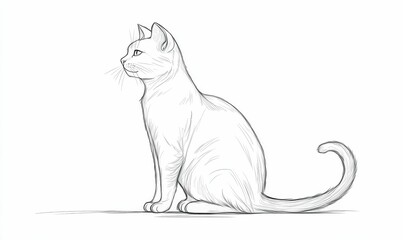 Line drawing of a sitting cat.