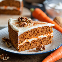 Carrot cake slice on display
