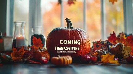 "COMING THANKSGIVING" in bold italic serif font, centered on a white background.