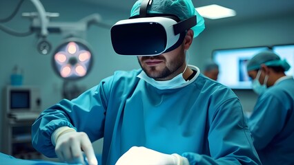 Doctor performing a surgery using virtual reality technology Medial University training healthcare surgeons