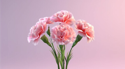 Fototapeta premium Bouquet of pink tulips on a beautiful multicolored background. pink bush carnations on pastel pink background, pink, carnations, bouquet, flowers, pastel, background 