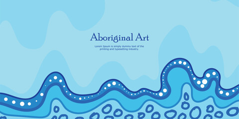 Blue illustrated banner with beautiful Aboriginal dot art design © rashmisingh