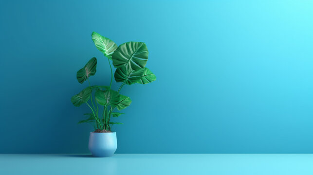 The green of tropical leaves on a blue background. flat bookmark, top view, flat lay  Close up beautiful view of nature green leaves on blurred greenery sky background with sunlight in public garden 
 - Powered by Adobe