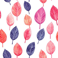 Fototapeta premium a pattern of colorful watercolor fall leaves 