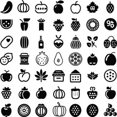 Naklejka premium Different Types of Jujube Vector Icons in Various Shapes and Styles Minimalistic Design