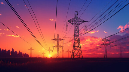 Fototapeta premium Solar power transmission lines with innovative heatresistant materials, Main keyword solar power, Concept durable energy solutions 