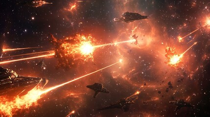 A cosmic battle scene between two advanced aliens