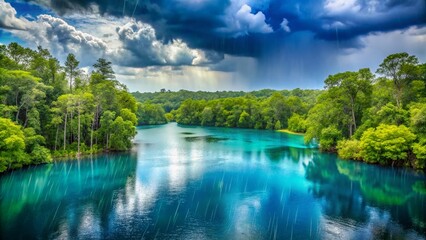 Rainy Season Serenity: Blue Lake River in Tropical Florida