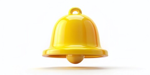 Realistic 3D Yellow Notification Bell Ringing on White Background - Vector Illustration for Alert and Reminder Themes