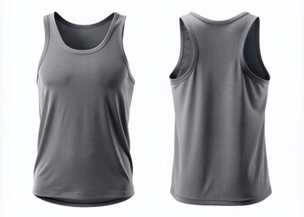 Realistic Gray Sport Tank Top Mockup Front and Back View for Apparel Design Showcase