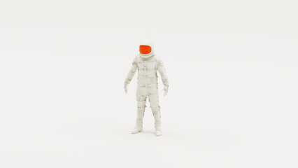 White astronaut space suit helmet visor red orange retro science vivid sci fi outer space protection white room white background 3d illustration render