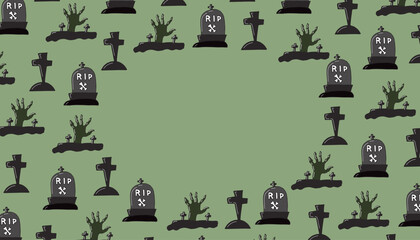 grave. a frame from the grave. animation of a frame from a zombie's hand and an old grave. vector. on the background of chromakey. an empty frame for the Halloween party. halloween. scary. horror stor