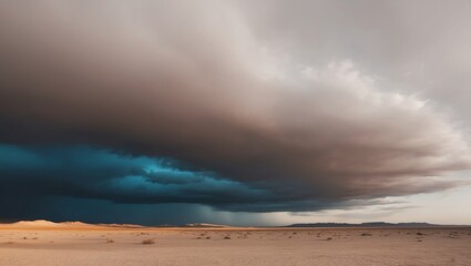 Overcast Skies Over a Vast Desert Landscape.