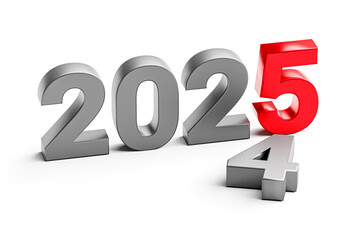 New year 2025 holiday concept. The number 2025 near 2024