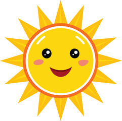 Sunny Character: A cheerful cartoon sun with a smiling face and rosy cheeks. Perfect for kids' projects, summer designs, or adding a touch of warmth to your creations. 