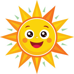 Smiling Sun Cartoon Illustration 