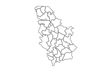 Serbia map outline, linear doodle illustration. isolated on white background for website layouts,background,education, precise,customizable,Travel worldwide,map silhouette backdrop,earth geography.