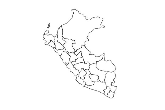 Peru map outline, linear doodle illustration. isolated on white background for website layouts,background,education, precise,customizable,Travel worldwide,map silhouette backdrop,earth geography.