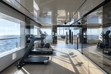 Luxury Yacht Gym with Ocean View