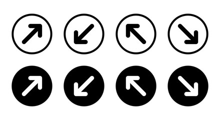 Upward rightward, downward leftward, upward leftward, and downward rightward icon on black circle