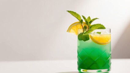 Refreshing Summer Drink with Lemon and Mint.