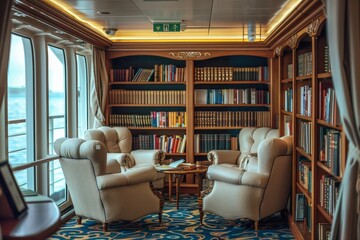 Cozy Library on a Cruise Ship