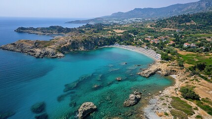 Scenic Coastal View with Clear Blue Waters and Rocks