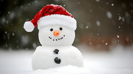 Dramatic Angle of Santa's Hat on Snowman