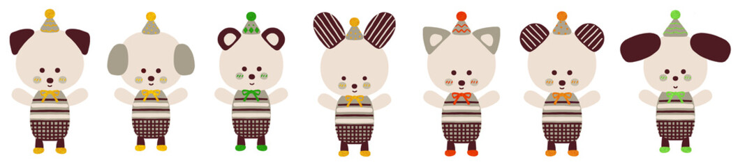 vintage animal cartoon sticker set ,cute design for kids . golden glitter decorate elements . happy holidays , party , celebrate time. 