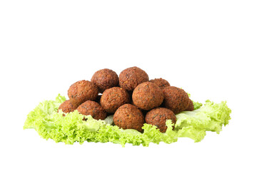 PNG falafel with vegetables isolated on white background.